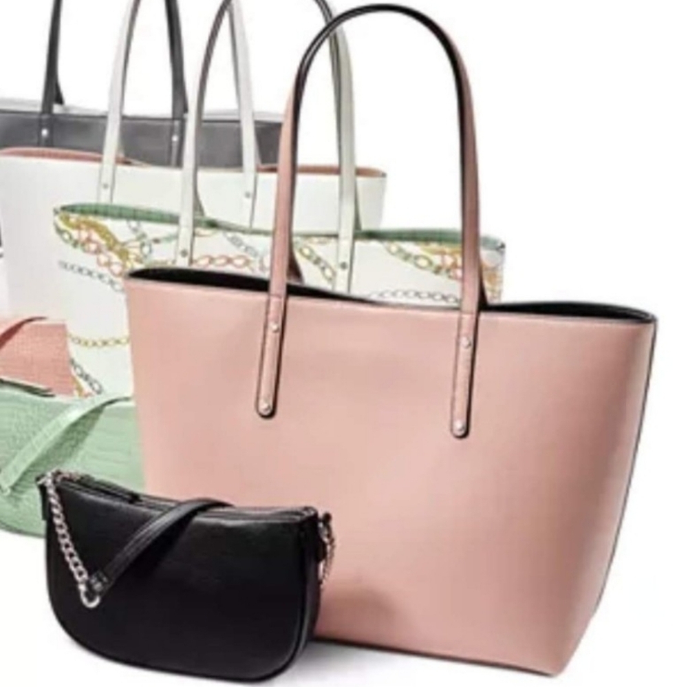 NWT Elegant Pink Tote and Black Crossbody Set